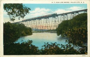 High Line Bridge. Valley City. ND Vintage Postcard
