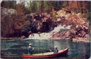 Helen's Falls Temagami District Ontario ON Fishing Canoe Unused Postcard E77