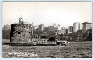 RPPC SYDNEY, Australia ~ Harbor Scene FORT DENISON or PINCHGUT c1940s  Postcard