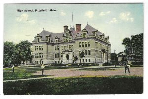 High School, Pittsfield, Massachusetts, posted 1912, divided back