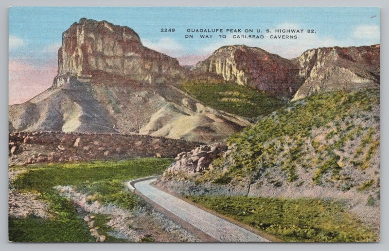 Carlsbad Caverns New Mexico~Guadalupe Peak On US Highway 82~Vintage Postcard