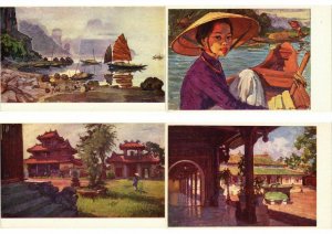 VIETNAM, INDO-CHINA COMPLETE SET VUIBERT 12 CPA Incl.FOLDER (L2855)