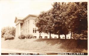 Chippewa Falls Wisconsin~McDonell Memorial High School~Lots of Trees~c1930s RPPC