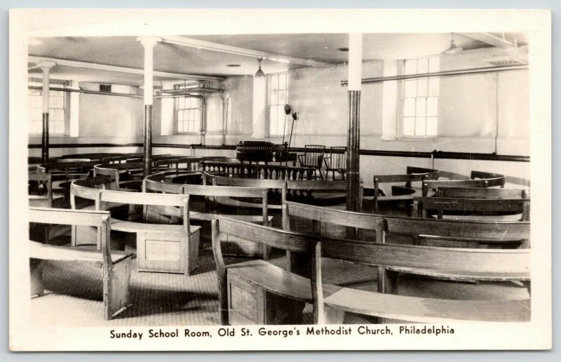 Philadelphia PA~Old St George's Methodist Church Sunday School Room~1940s RPPC