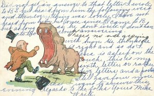 Postcard C-1910 Hungary Hippo Started man comic humor artist impression 23-10885