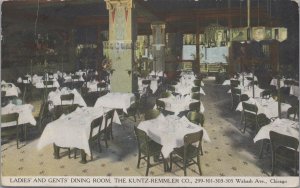 Postcard Ladies and Gent's Dining Room Kuntz-Remmler Co Chicago IL