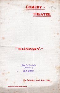 Sunday Fred Terry Julia Neilson Antique 1904 Comedy Theatre Programme