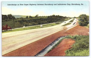 New Super Highway Interchange bet. Harrisburg & Indiantown Gap Penna. Postcard