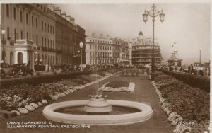 Sussex Postcard - Carpet Gardens & Illuminated Fountain, Eastbourne  RS21860