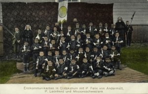 chile, Quilakahuin Indian Mission Station, First Communicants (1910s) Postcard