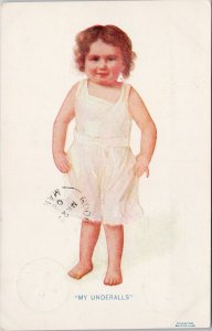 1908 Goodlands Manitoba Cancel Child Girl 'My Underalls' Antique Postcard H60