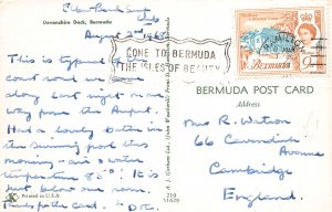 Bermuda 1968 Devonshire Dock Boats vintage postcard