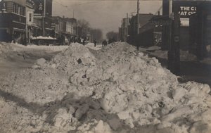 RP : PRINCETON , Illinois , 1918 ; Clearing Main Street of snow #2