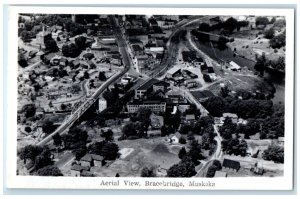 c1940's Aerial View Bracebridge Muskoka Canada RPPC Photo Vintage Postcard