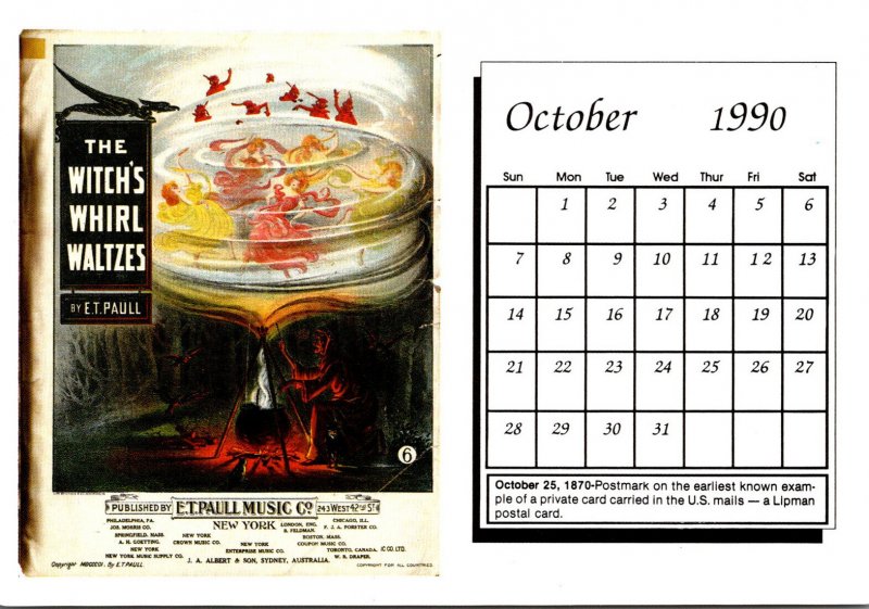 1990 Sheet Music Calendar Series October The Witch's Whirl Waltzes