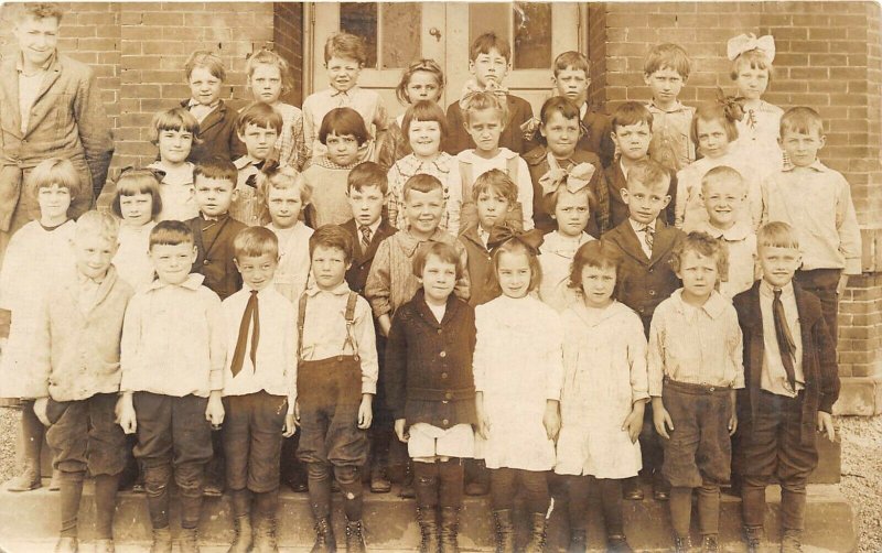 c1908 RPPC Real Photo Postcard Class School Photo Boys and Girls