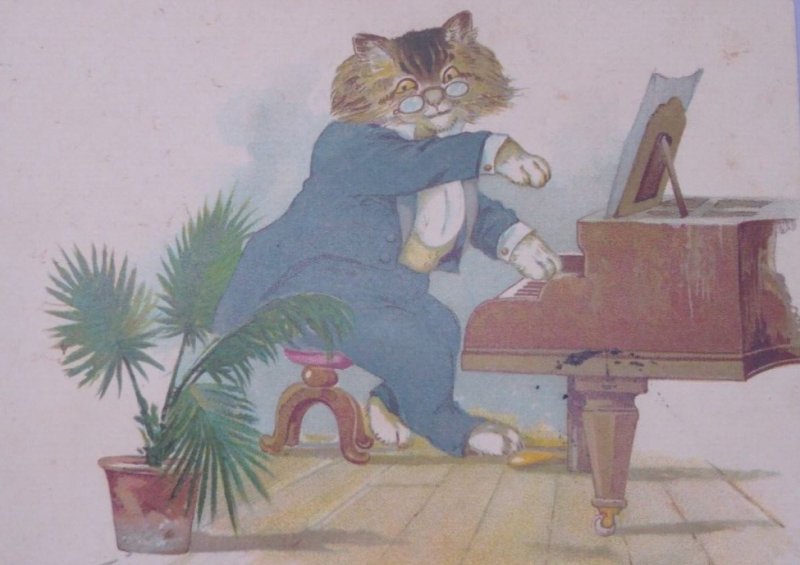 1900s Anthropomorphic Cat Plays Piano G H Thompson TSN Antique Vintage Postcard