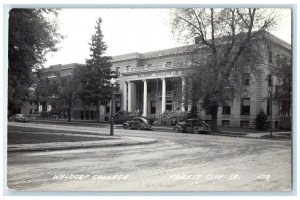 c1940's Waldorf College Building Cars Forest City Iowa IA RPPC Photo Postcard