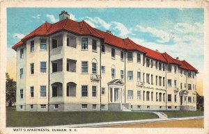 J31/ Durham North Carolina Postcard c1910 Watt's Apartment Building 254