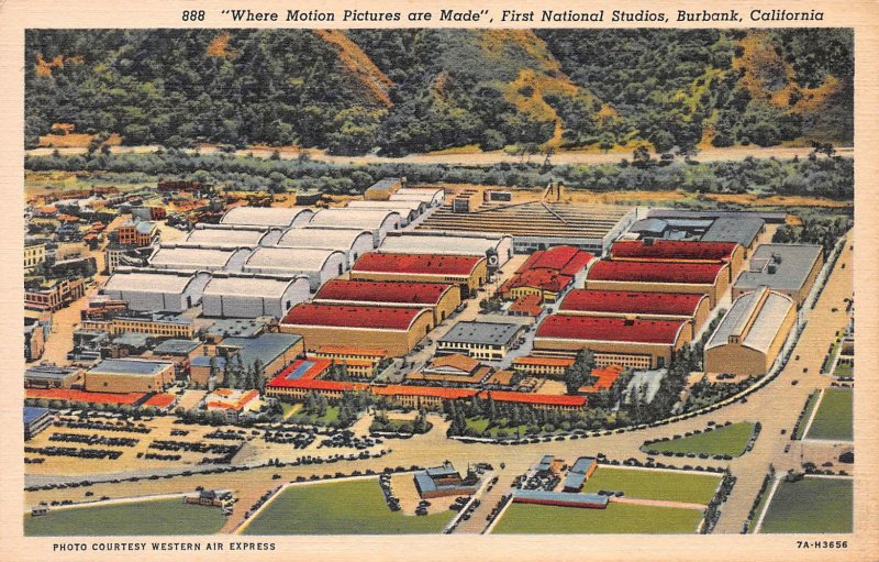 First National Studios, Burbank, California, Early Linen Postcard, Unused