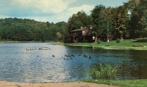 Camp Ladore Waymart PA Postcard Staff Lounge Lake