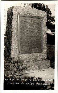 RPPC Marker on Post Office Grounds Prairie du Chien WI Vintage Postcard F06