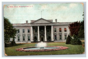 Vintage 1910's Postcard The White House Entrance & Fountain Washington DC