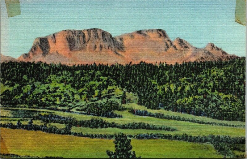 Hermits Peak Mountain Human Face Santa Fe Trail New Mexico NM VTG Postcard UNP 