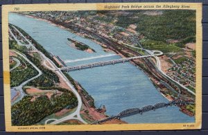 Vintage Postcard 1950 Highland Park Bridge Allegheny River Pittsburgh, PA