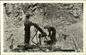 Bingham Canyon UT Air Drill Miners Copper Mine Real Photo Postcard