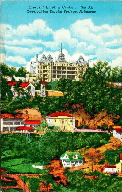 Crescent Hotel Castle Air Overlooking Eureka Springs Arkansas AR VTG Postcard 