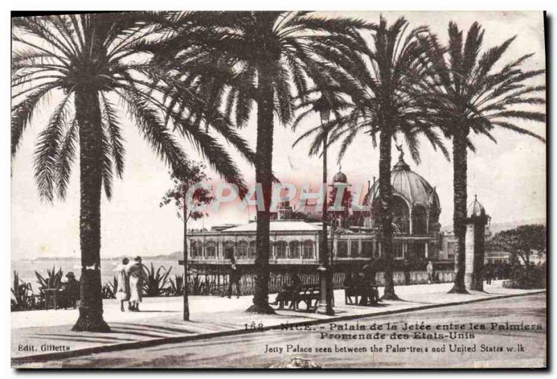 Old Postcard Nice Palais De La Jetee Between The Palms Promenade Des US
