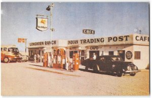 1947 Vintage Postcard LONGHORN RANCH Moriarty, NM ROUTE 66 Roadside Mobilgas