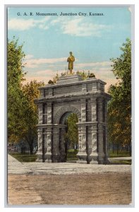 Junction City Kansas Postcard G. A. R. Monument