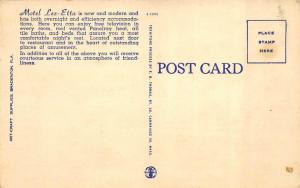 SARASOTA, FL Florida   MOTEL LEE-ETTA  U.S. 41   ROADSIDE c1950's Linen Postcard
