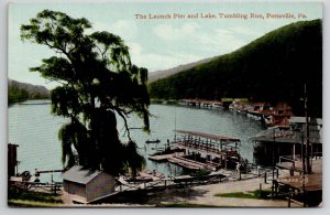Pottsville PA Tumbling Run Resort Launch Pier Restaurant And Lake  Postcard C48