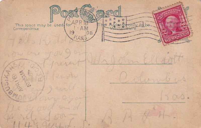 Pressing Engagement Postcard 1908 Couple Dancing Pittsburg Kansas