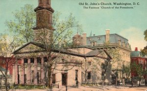Vintage Postcard 1912 Old Saint John's Church Of The Presidents Washington D.C.