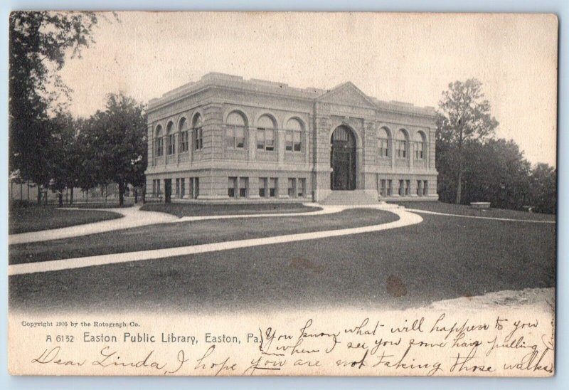 Easton Pennsylvania Postcard Easton Public Library Exterior View Building c1906