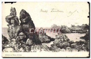 Old Postcard Isle of Ushant Rocks Stiff