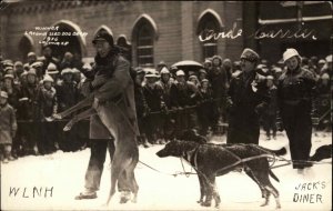 Laconia NH Sled Dog Derby Jack's Diner 1936 Real Photo Postcard