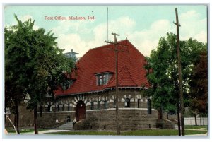 1909 Post Office Building Madison Indiana IN Antique Posted Postcard