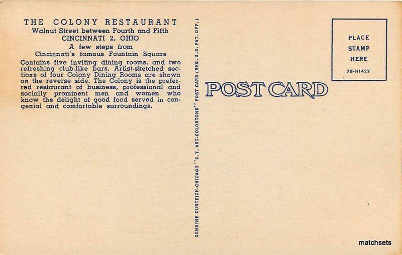 1940s Colony Restaurant multi View Cincinnati Ohio Teich postcard 10459