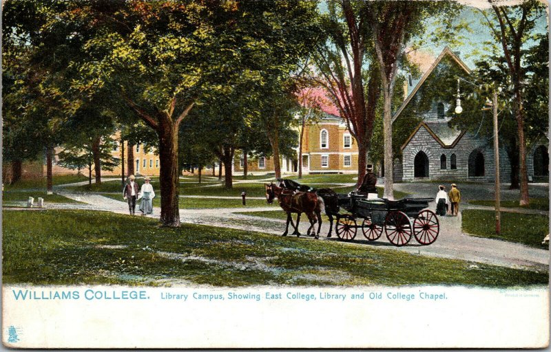 Vtg 1907 Williams College East Library Campus Chapel Williamstown MA Postcard