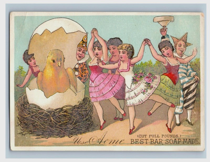 1880s Acme Bar Soap Colonial Couple Giant Eggs Clown Dancer Set Of 4 P56