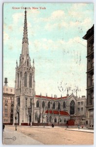 1910 GRACE CHURCH NEW YORK CITY ANTIQUE POSTCARD