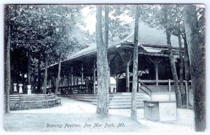 1907 PEN MAR PARK MARYLAND MD DANCING PAVILION BENCHES URNS ANTIQUE POSTCARD