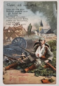 WW1 Wounded German Soldier Prayers For Father Postcard N23