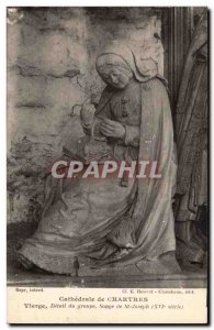 Old Postcard Chartres Cathedral Virgin Group Detail Dream of St Joseph