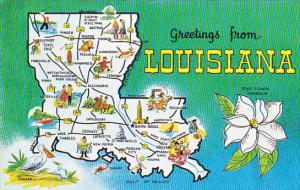 Greetings From Louisiana With Map